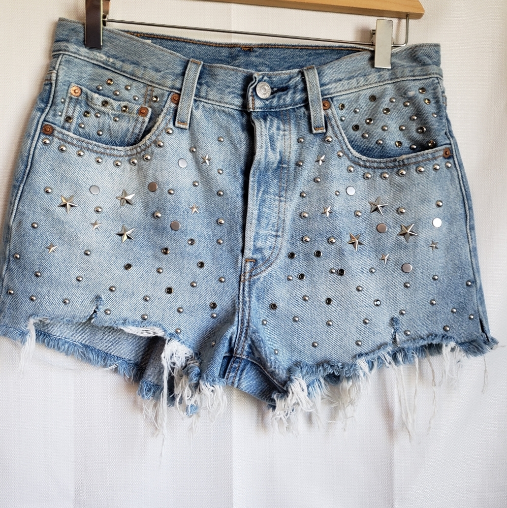 Levi button fly star studded WATER<LESS shorts